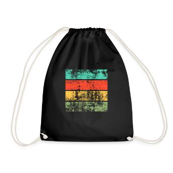 Retro Stripes Horizontal Square Vintage - Drawstring Bag - black - Front