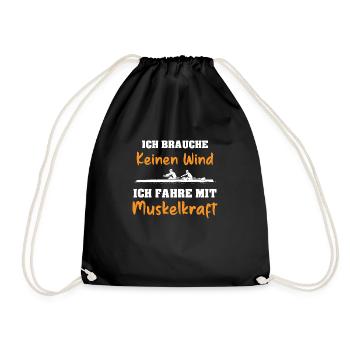 Rudern Ruderer Rudersport Fahre mit Muskelkraft - Turnbeutel - Schwarz - Vorne