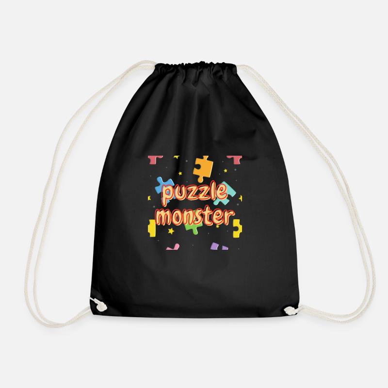 puzzle monster - Drawstring Bag - black