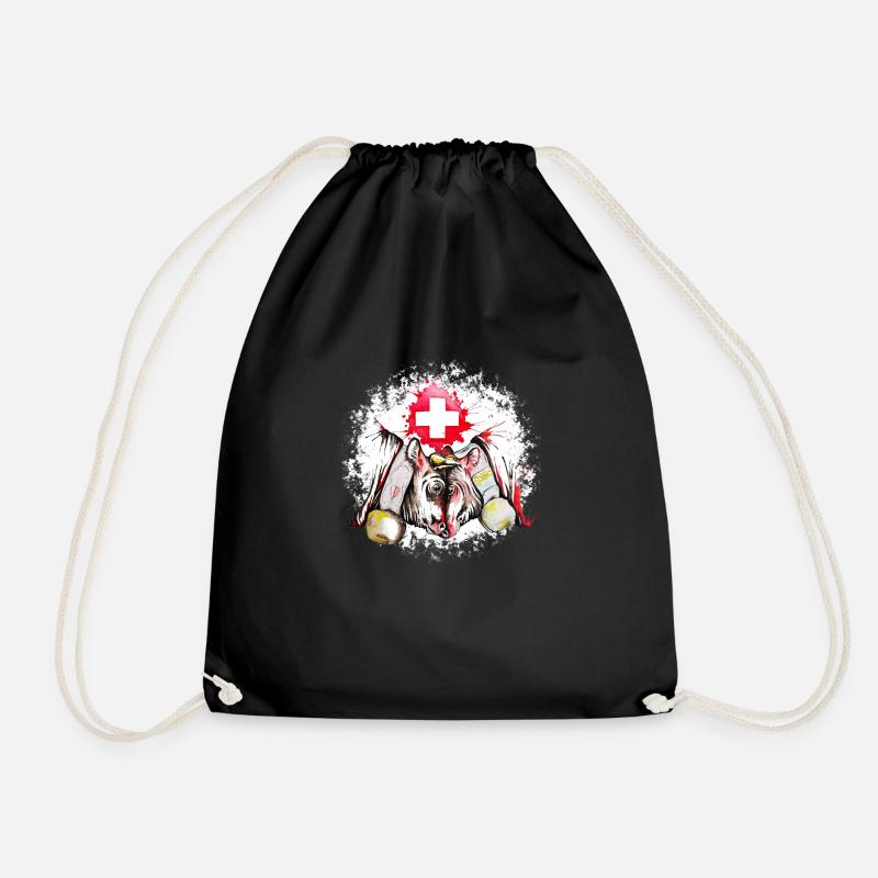 Swiss herens eringer cow - Drawstring Bag - black