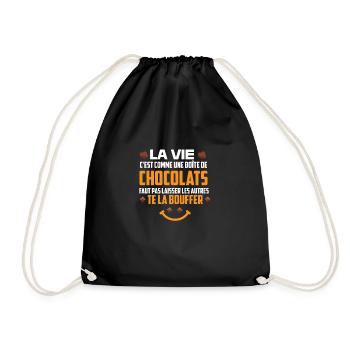 La vie c’est comme une boîte de chocolats - Sac de sport léger - noir - Devant