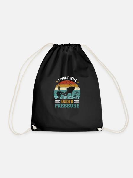 Cooles Taucher Diver Designshirt mit coolem Motiv - Turnbeutel - Schwarz