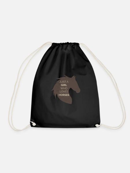 Just a Girl who loves Horses Pferdeliebhaber Gift - Turnbeutel - Schwarz