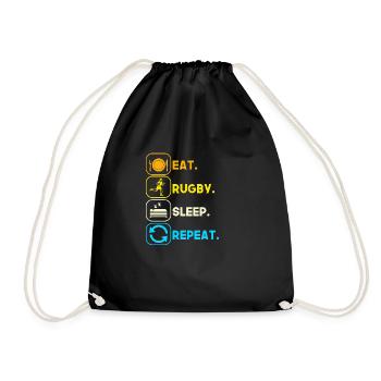 eat sleep rugby repeat - Drawstring Bag - black - Front
