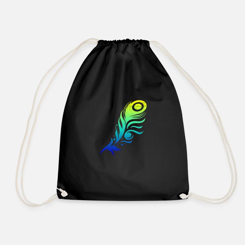Pfauenfeder Feder Tribal Tattoo Geschenkidee - Turnbeutel - Schwarz