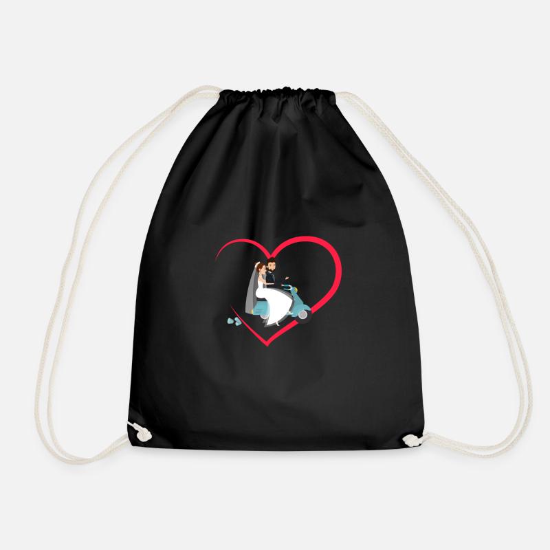 geheiratet just married - Turnbeutel - Schwarz