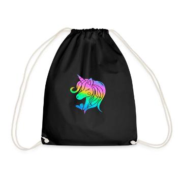 Glitter unicorn unicorn - Drawstring Bag - black - Front