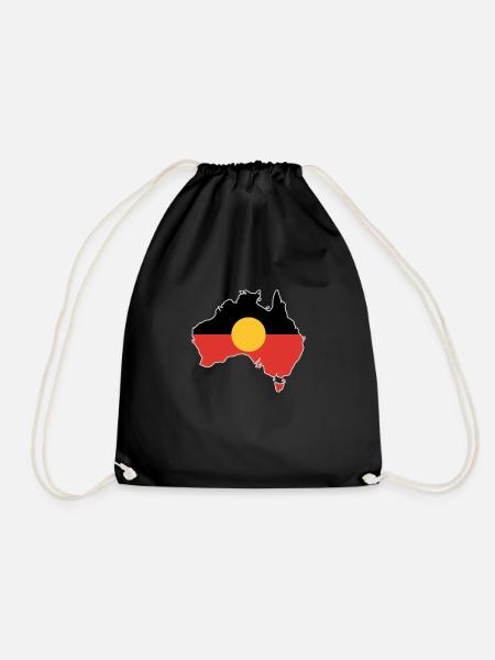 Aborigine-Flagge Australien Karte Geschenkidee - Turnbeutel - Schwarz