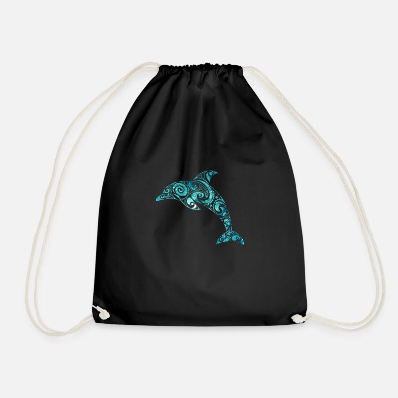 Blauer Ozean Delphin Muster - Turnbeutel - Schwarz