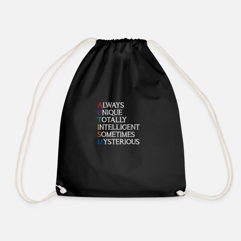 Autism Autistic Autism - Drawstring Bag - black