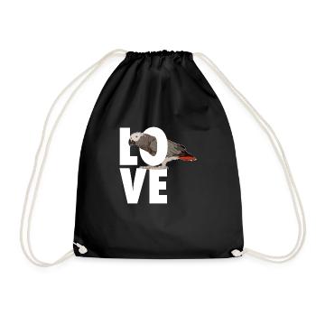 African Grey Parrot Love Parrot Bird Macaw - Drawstring Bag - black - Front