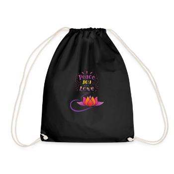 PEACE AND LOVE - Drawstring Bag - black - Front
