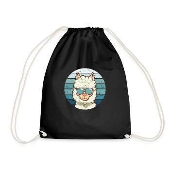 Vintage Lama - Drawstring Bag - black - Front