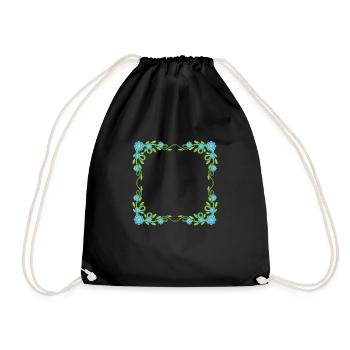 Flowers wreath frame - Drawstring Bag - black - Front