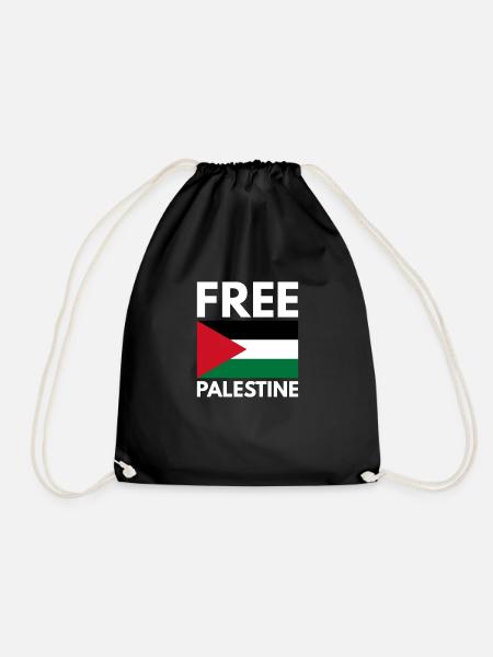 Free Palestine - Drawstring Bag - black