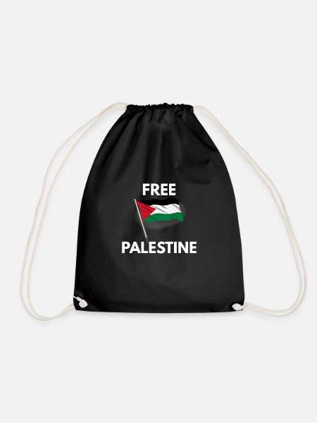 Free Palestine - Drawstring Bag - black