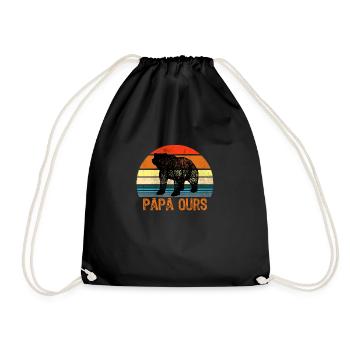 Mann Papa Bär - Turnbeutel - Schwarz - Vorne