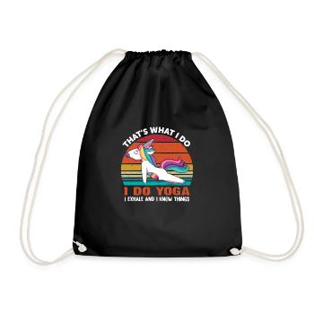 Chemise de yoga drôle - Je fais du yoga - Sac de sport léger - noir - Devant