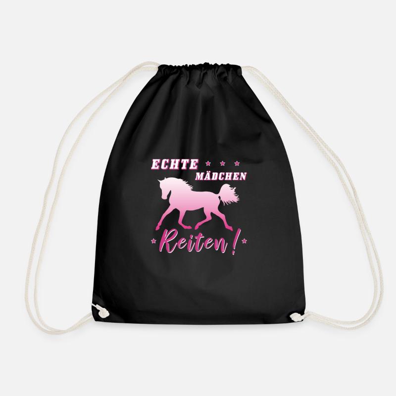 Echte Mädchen Reiten Pferde Reiterin Geschenk - Turnbeutel - Schwarz