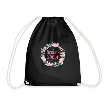 Grande Soeur Annonce de Grossesse Cadeau Naissance - Sac de sport léger - noir - Devant