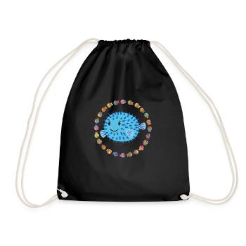 Drôle de poisson sphérique - Sac de sport léger - noir - Devant