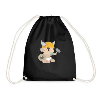 Viking Baby Schnuller Wikinger Geschenkidee - Turnbeutel - Schwarz - Vorne