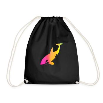 Rainbow Orca - Drawstring Bag - black - Front