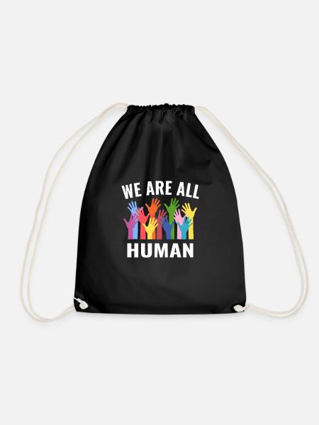 We are all human Gleichberechtigung - Turnbeutel - Schwarz