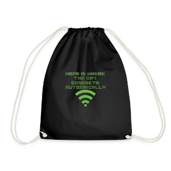 Wireless Wifi Wlan Gamer IT Programmierer Geschenk - Turnbeutel - Schwarz - Vorne
