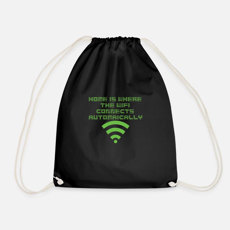 Wireless Wifi Wlan Gamer IT Programmierer Geschenk - Turnbeutel - Schwarz