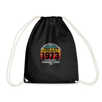 Juillet 1973 cadeau anniversaire Édition limitée - Sac de sport léger - noir - Devant