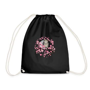 Hibou grand-duc d’Amérique dans un arbre en fleurs - Sac de sport léger - noir - Devant