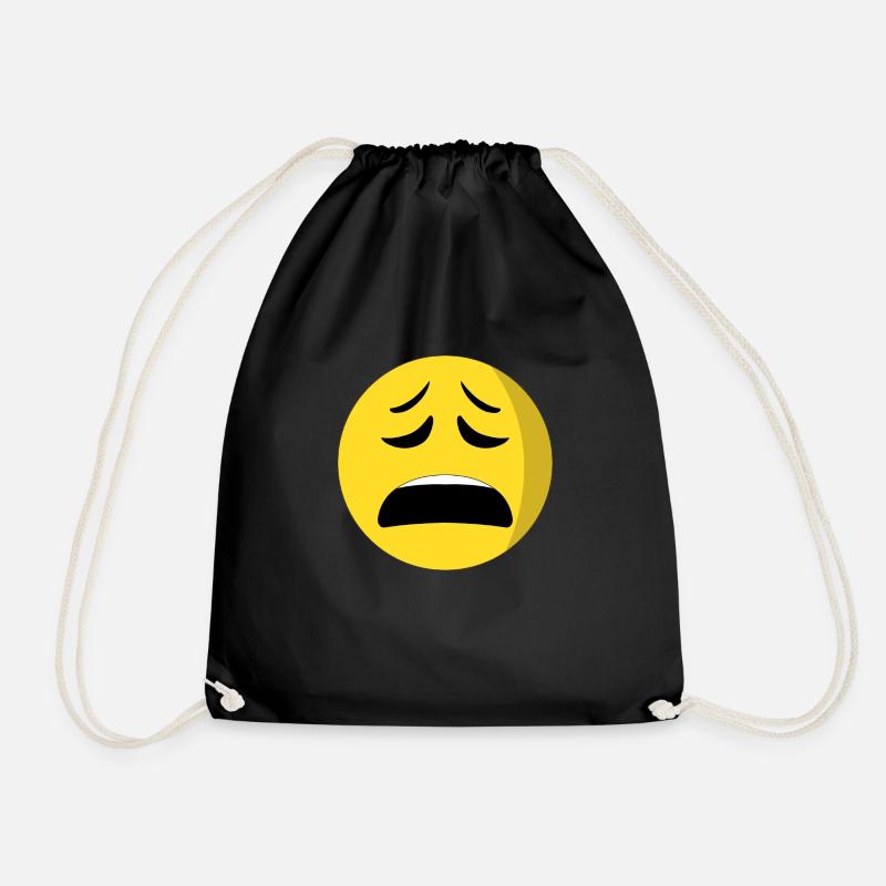 Erschöpfte Emoiji Gesicht - Turnbeutel - Schwarz