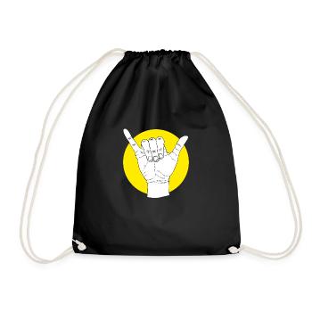 Stay relaxed surfer - surfer greeting - hand gesture - Drawstring Bag - black - Front