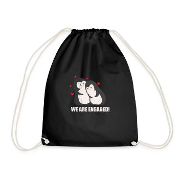 We are engaged Pinguin Verlobung Partnerlook - Turnbeutel - Schwarz - Vorne