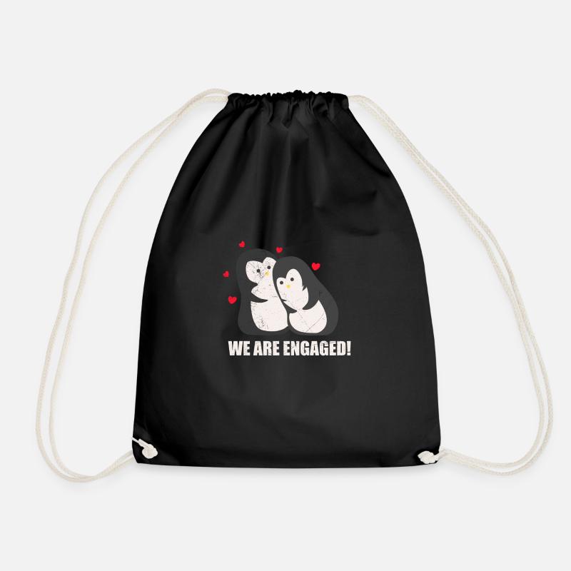 We are engaged Pinguin Verlobung Partnerlook - Turnbeutel - Schwarz