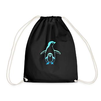 Pinguin Vater und Sohn Tattoo Tiere Geschenkidee - Turnbeutel - Schwarz - Vorne