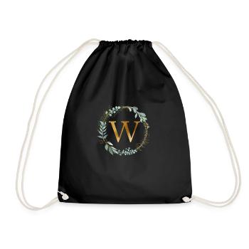 Personnalisable Monogramme W Couronne Botanique - Sac de sport léger - noir - Devant