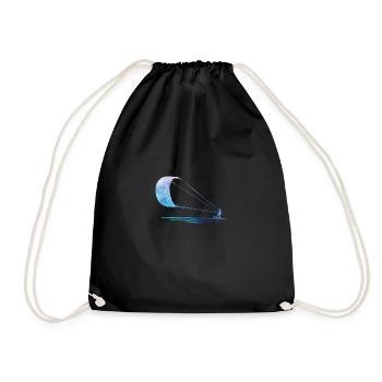 Double Exposure Kite Surfing Kite Surfer Gift - Drawstring Bag - black - Front
