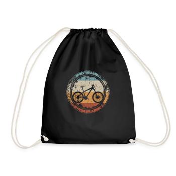 Mountain Bike Vintage Cyclist Cycling - Drawstring Bag - black - Front