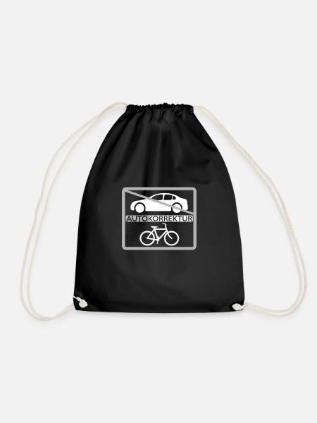 Fahrrad - Autokorrektur - Turnbeutel - Schwarz