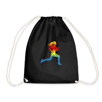 Coureur En cours fille tatouage design cadeau - Sac de sport léger - noir - Devant