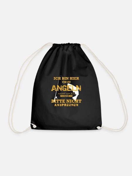 Ich bin hier um zu Angeln, nicht um zu quatschen! - Turnbeutel - Schwarz