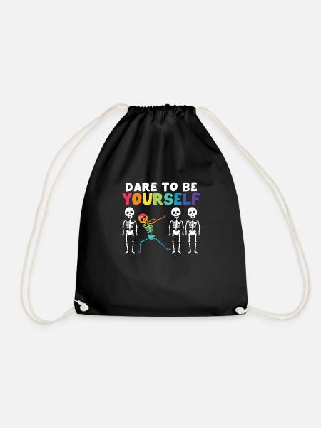 Funny Dabbing Skeleton Proud LGBT Pride Dare To Be - Turnbeutel - Schwarz