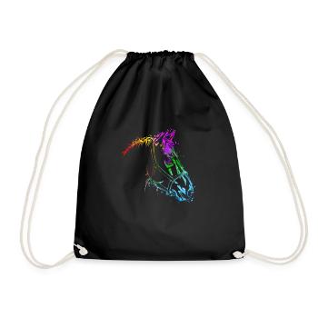 Tête de cheval Cheval Coloré Chevaux - Sac de sport léger - noir - Devant