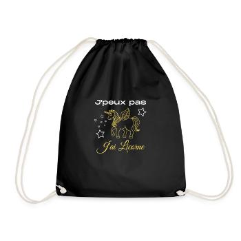 J'peux pas j'ai licorne - Sac de sport léger - noir - Devant