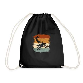Motocross Vintage Retro Motorcycle - Drawstring Bag - black - Front