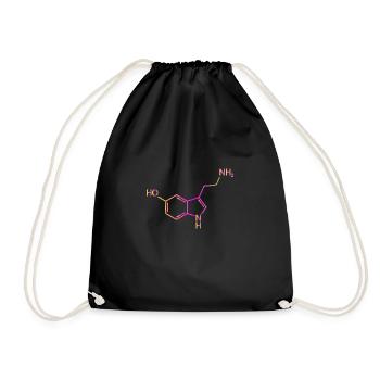 Serotonin Molecule Chemistry Happiness Gift Idea - Drawstring Bag - black - Front