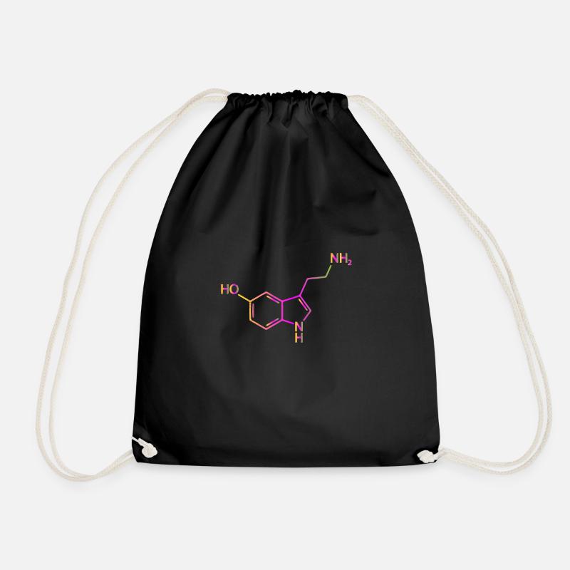 Serotonin Molekül Chemie Glück Geschenkidee - Turnbeutel - Schwarz