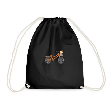 Corgi auf Fahrrad Radeln Corgi-Liebhaber Geschenk - Turnbeutel - Schwarz - Vorne